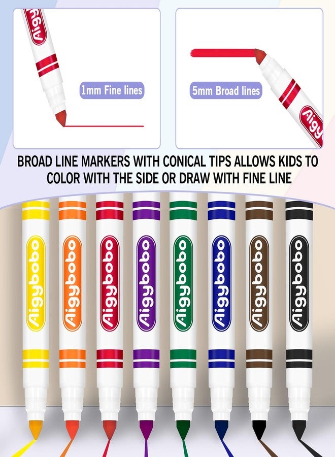Aigybobo 200 Count Washable Markers Bulk, 8 Assorted Colors, Broad Line Conical Tip Coloring Marker for Kids, Markers Bulk Pack for Classroom, School Art Supplies & Back to School Supplies - Image 3